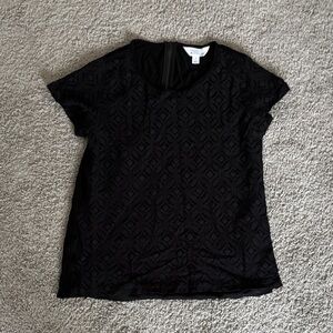 Market & Spruce Black Lace Short Sleeve Top